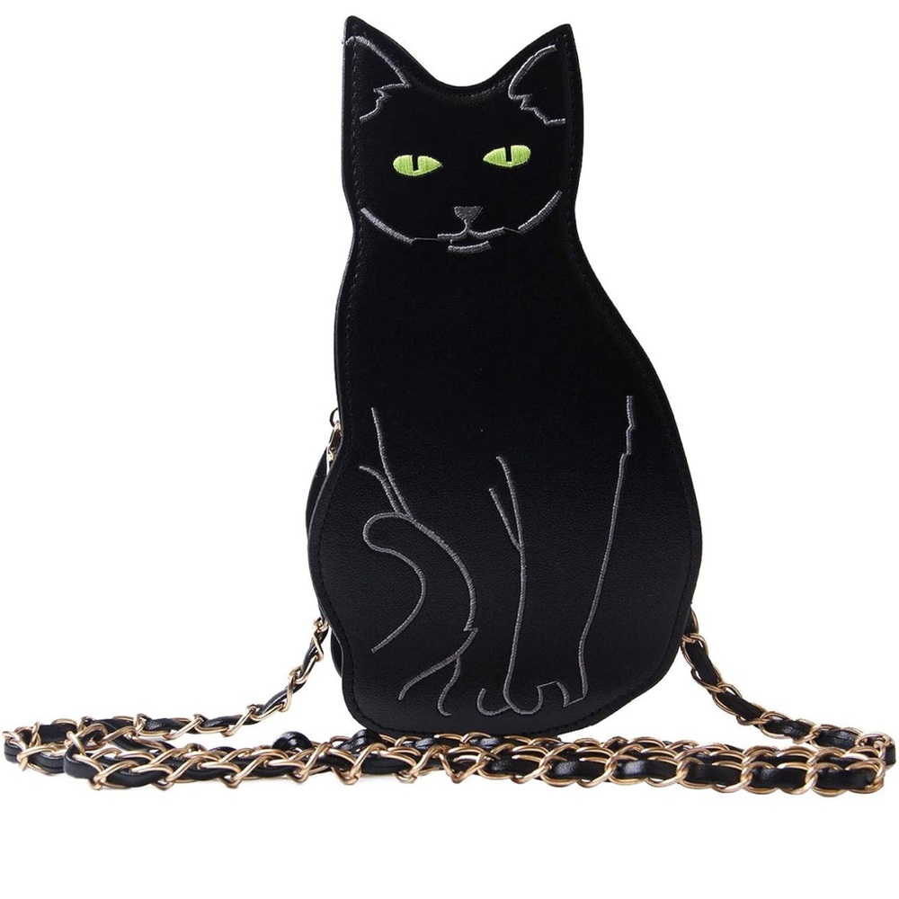 Elegant Black Cat Crossbody Bag